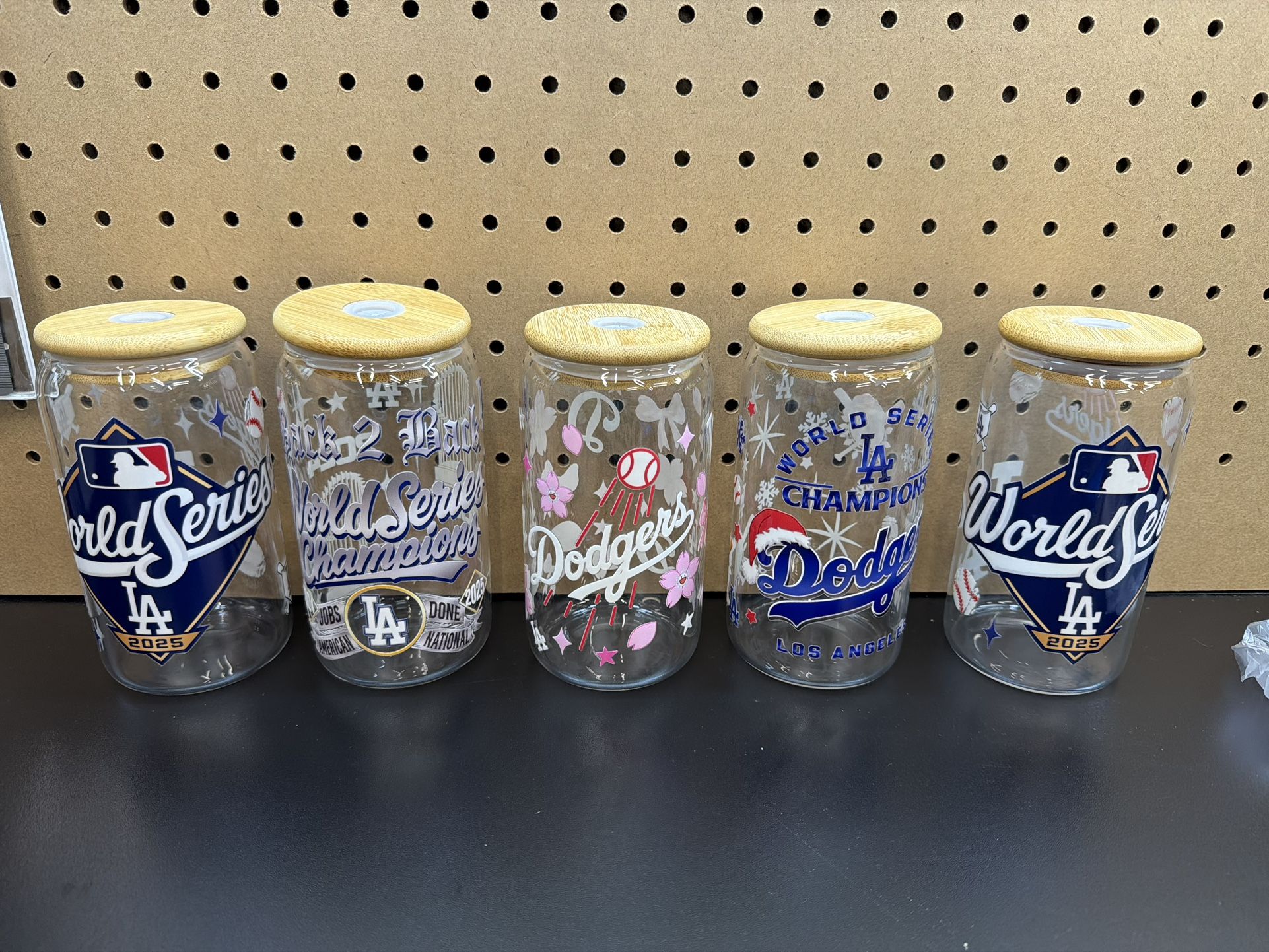 16oz Glass Cups Dodgers