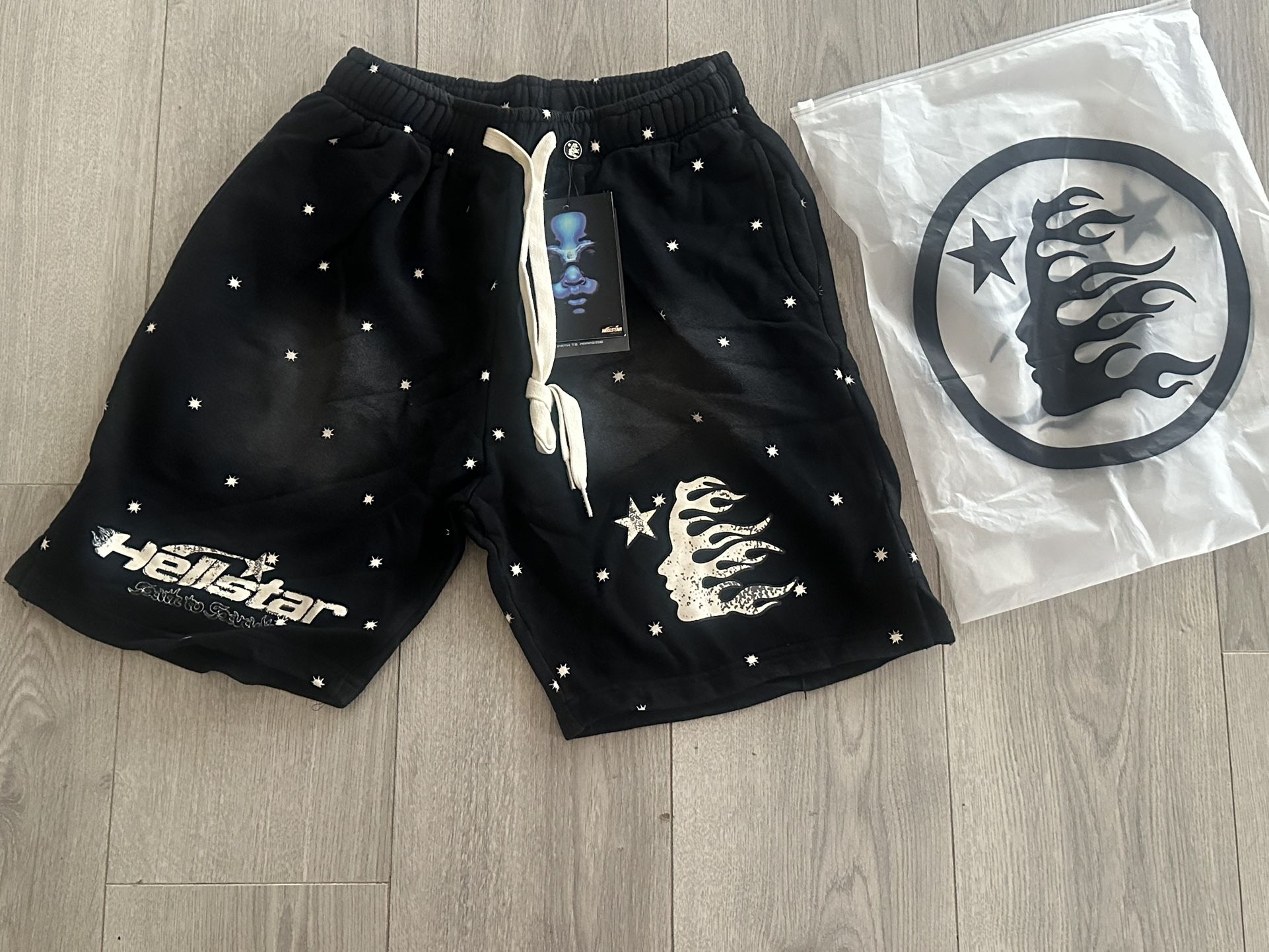 Black hellstar shorts. Small, medium and large