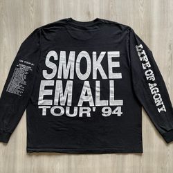 Rare Vintage Life Of Agony Smoke Em All 94 Tour Shirt Long Sleeve Mens XL