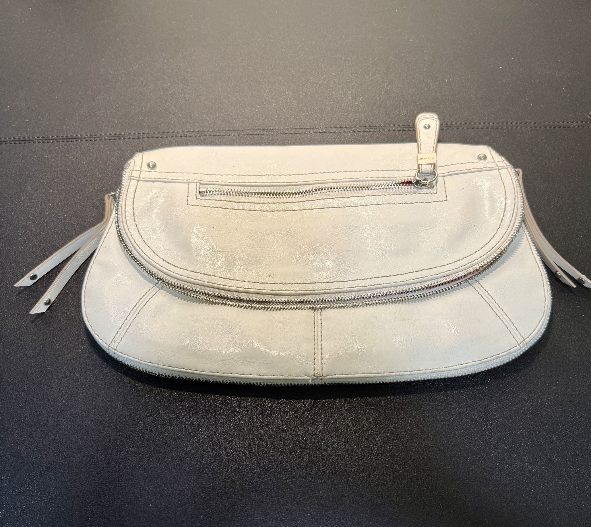 Nine West Vintage Y2K Off-White Ivory Leather Clutch