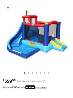 Action Air Bounce House - Bouncing House with Blower for Indoor & Outdoor - Big Bouncy Area Jump Bouncy Castle with Slide