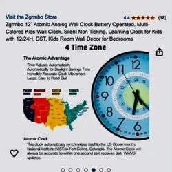 Zgrmbo 12" Atomic Analog Wall Clock multi-colored, silent non-ticking,