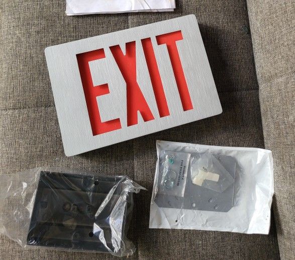 x2 Signature die-Cast Aluminum Exits Signs with LED Lamps & mounting brackets!