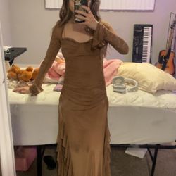Brown Mesh Dress Fairycore