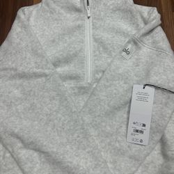 Alo  Yoga Polar Fleece Retreat Cover Up White  Heather Grey Size XS