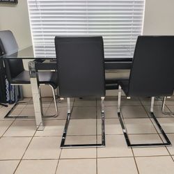 Glass Dining Table and 4 Chairs 