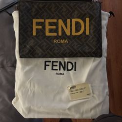 Fendi Flat Pouch FF Monogram Brown/Yellow