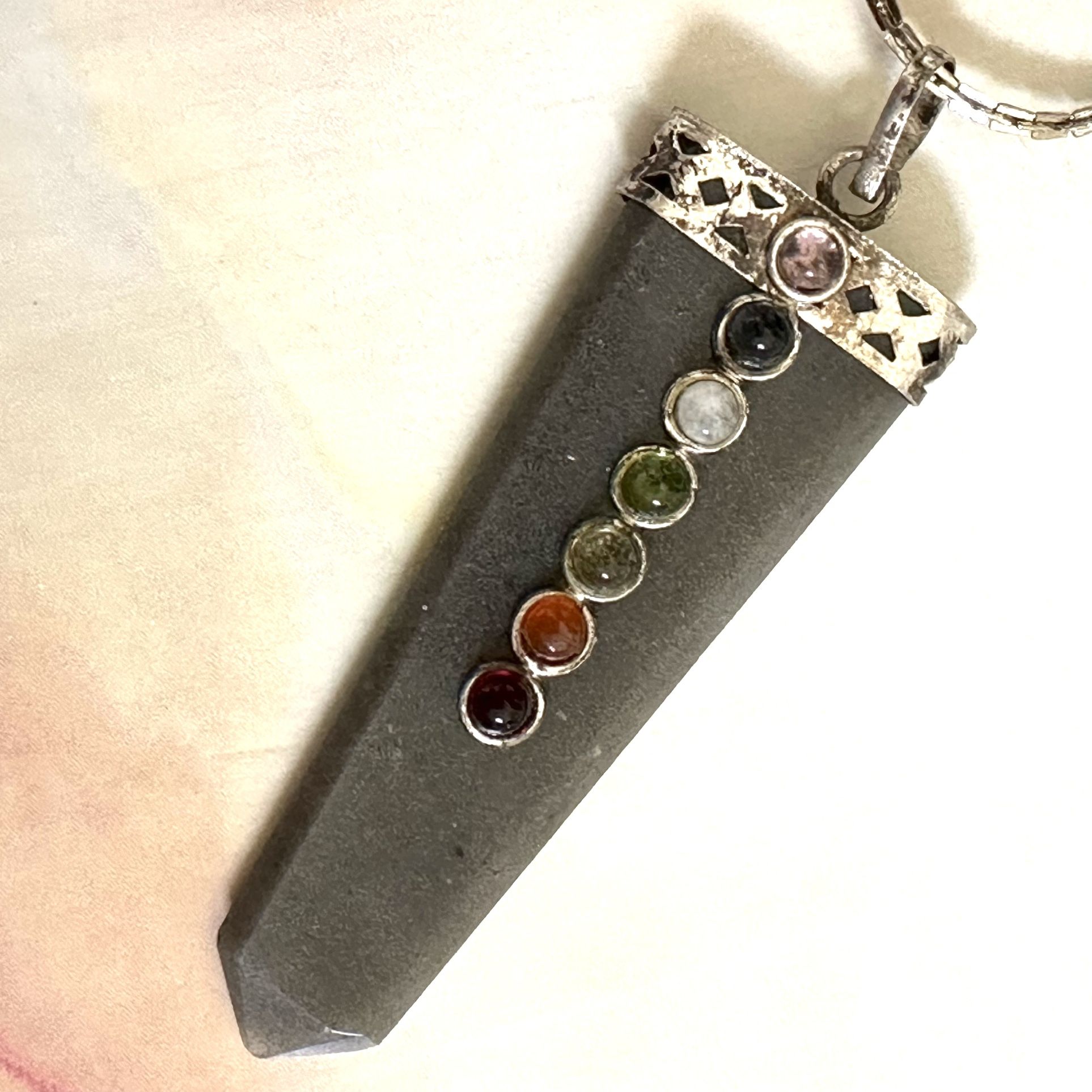 Gold Plated Jasper Chakra Pendant Necklace 