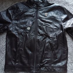 New Men's A Collezioni Faux Skin Leather Brown Jacket 