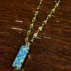 Blue Gold Iridescent Holographic Necklace 
