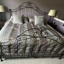 King size wrought iron bed frame and head/ foot board 