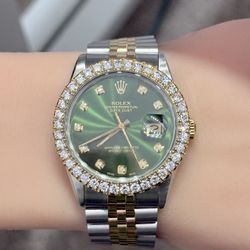 Rolex Pre Owned 36mm DateJust Green Diamond Dial Model 16013 Quickset 