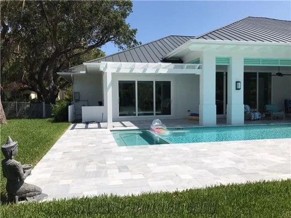 Marble ICE White French Pattern Pavers , Pool Tile