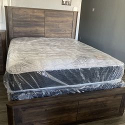 New Queen Size Bed Frame With Mattresses Included!
