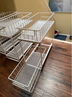 Two-tiered slide out organizer with - white