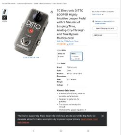 TC Electronic DITTO LOOPER Highly Intuitive Looper Pedal