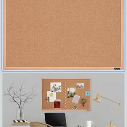Quartet Cork Board Bulletin Board, 23" x 35" Framed Corkboard, Oak Frame, Decorative Hanging Pin Board, Perfect for Office & Home Decor, Home School M