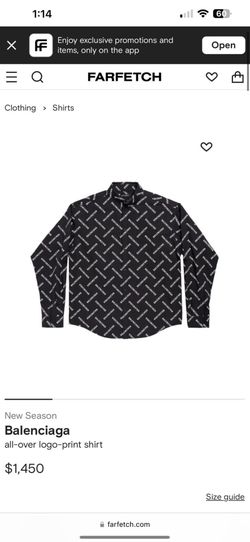 Balenciaga Balenciaga Allover Logo Printed Long-Sleeved Shirt