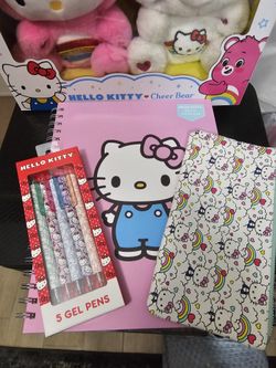 Hello Kitty Hardcover Notebook,5 Gel Pens, And Pencil Pouch