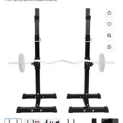 ZenSports S01-1215-G2D Black Steel Squat Rack Adjustable Barbell Free-press Bench, Black 550 lb