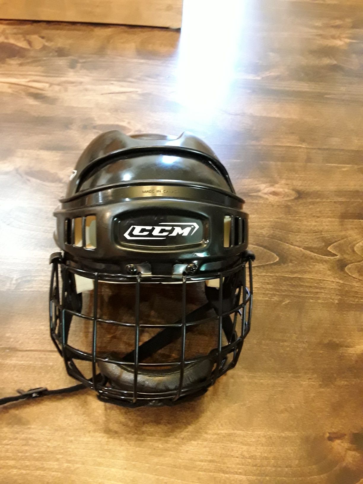 CCM 492 Hockey Black Helmet W/Matching Cage, Certified, Large