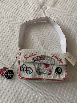 Rollin’ Lucky” Handmade Beaded Shoulder Bag | Casino Cards & Dice