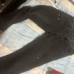 Black Purple Jeans With White Paint Size 30