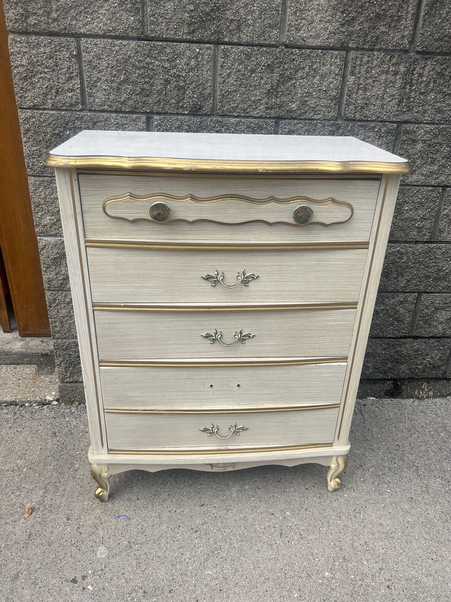 French Provincial 4 drawer highboy chest 