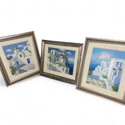 Set of 3 Nicoladi Oil Paintings Greek Island Santorini Mykonos Lori's Gallery