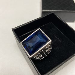 Blue Sapphire Ring In Stainless Still Size 10