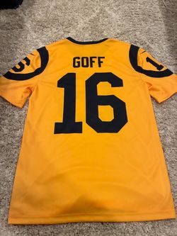 LA Rams Jared Goff Rams Gold Jersey, Men’s size Small