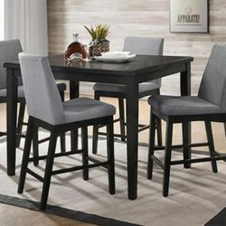 Brand New Espresso & Grey 5pc Counter Height Dining Table Set