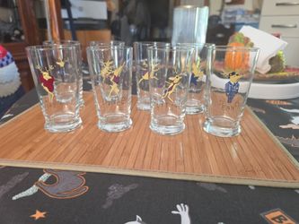 Vtg Pottery Barn Christmas Santa's Reindeer Highball Glasses 12oz - Set of 8