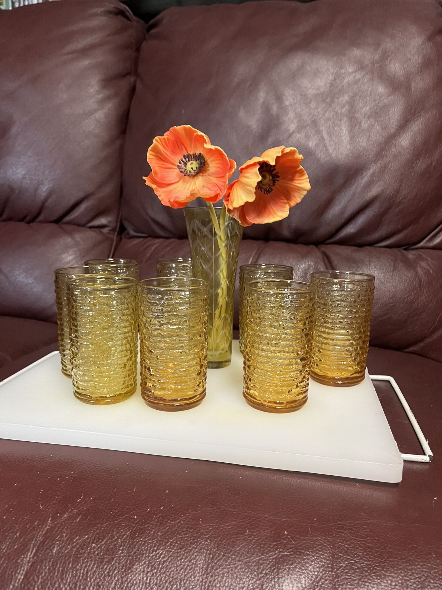 Smaller Sized Amber Colored Beverage Glasses