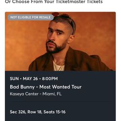 2 Bad Bunny Tickets For Sale