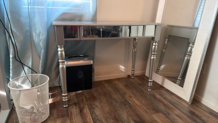 Silver and Glass Vanity Desk