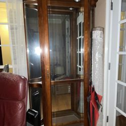 Elegant Corner Curio Cabinet with Glass Shelves 