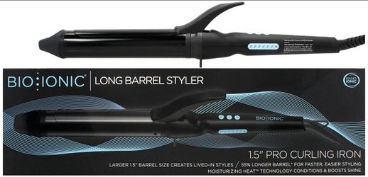 Bio Ionic Long Barrel 1" Curling Iron for Long Hair, Adjustable Heat