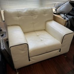 Cream/White Leather Couch Seat