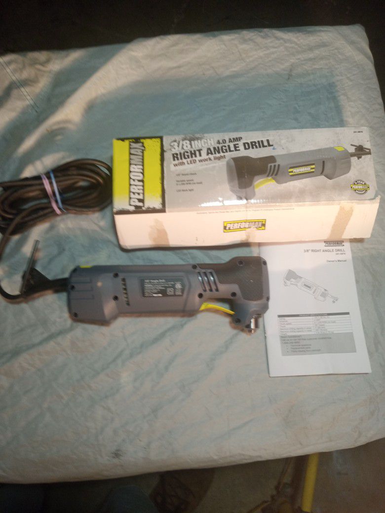 Performax 3/8" Right Angle Drill. Corded. With Instructions.
