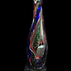 Michael Nourot Signed Art Glass Sculpture — Aventurine — 16.5”