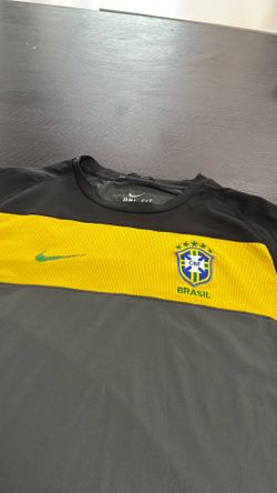 Black grey and yellow Brazil soccer jersey
