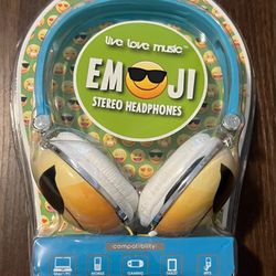 Live. Love. Music. Emoji On-Ear Stereo Wired Headphones 