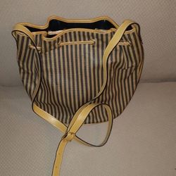 LABOR DAY SPECIAL - Fendi Brown Stripes Drawstring Bag