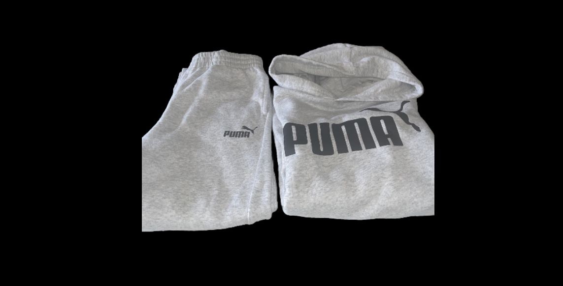Puma Essential Big Logo Complete Sweatsuit Grey Size Small (7-8)