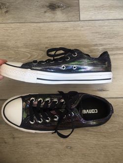 New CONVERSE All Star Shoes Sneakers Black Iridescent Shiny size Men’s 5 Womens 7