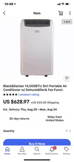 Black&Decker 14,000BTU 3in1 Portable Air Conditioner w/ Dehumidifier& Fan Funct.