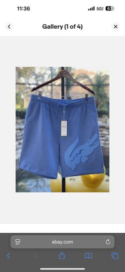 Lacoste Oversized Crocodilef Print Organic Cotton Fleece Shorts XL - Blue