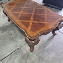 Carved Wood Coffee Table – 55"x34" – Elegant & Solid