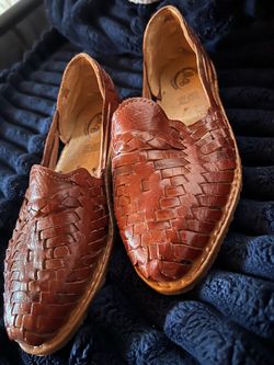 Woven Leather Huarache Slip-On Shoes
